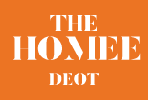 Home Depot logo featuring a bold orange box with white text 'The Home Depot' inside